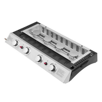 Callow 1104+stand Black 4 Burner Gas Griddle and Plancha with Stand and Side Tables - 6