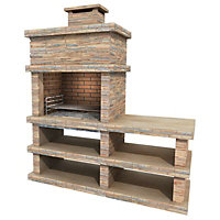 Callow 461L Londres Light Stone Charcoal BBQ with Side Table and Shelving