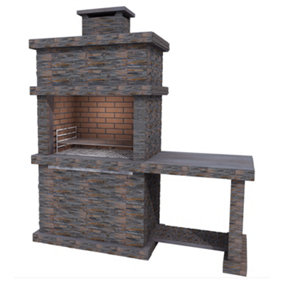 Callow 471D Londres Modern Masonry Charcoal BBQ with Side Table in Dark Stone