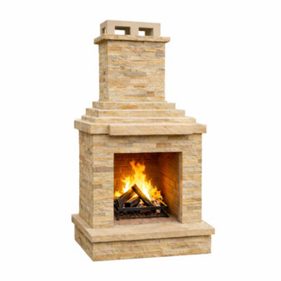 Callow Light Stone Outdoor Wood Burning Fireplace Self Assembly Kit | DIY  at Bu0026Q