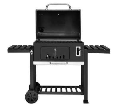 Callow XXL Charcoal BBQ Grill with dual side tables and Tool hooks