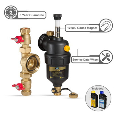 Calmag Magnetic Boiler 22mm Filter Kit With Central Heating Inhibitor and Cleaner