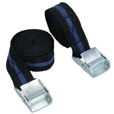Cam Buckle Tie Down Straps Rope Strap Grip 1in x 2.5 Metres 2 Pack