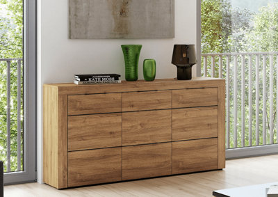 Camar Large Oak Effect 3 Drawer Sideboard K45