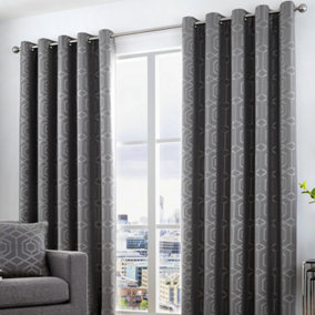 Camberwell Modern Geo Design Jacquard Eyelet Curtains