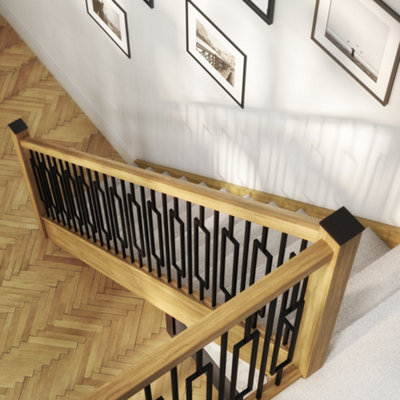 Staircase Balustrade Kit - Plain Square Spindles, Handrails, Posts For Stair Landing