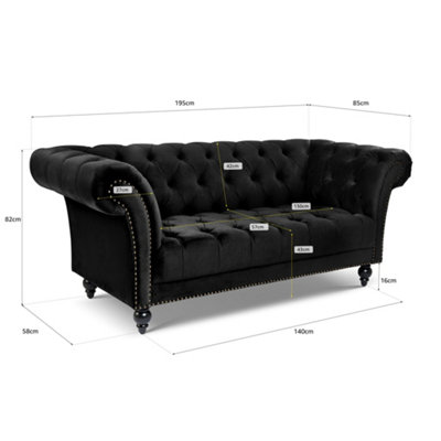 Cambridge Chesterfield 2 & 3 Seater Sofa Set - Velvet Black