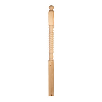 Cambridge Pine Rope Twist Stair Newel Post (H) 1500mm (W) 90mm (D) 90mm