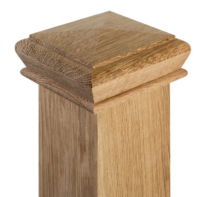 Cambridge Pyramid Newel Post Cap Oak to fit 82mm Post (W) 110mm x (L) 110mm x (H) 50mm