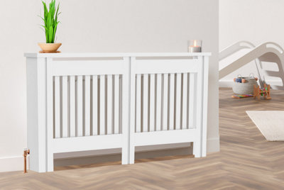 Cambridge Radiator Cover Vertical slats - White