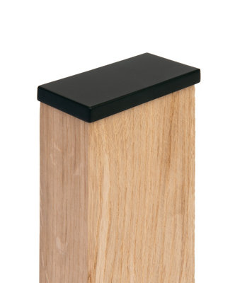 Cambridge Stair Post Cap Black Flat Half Square Thin Newel Post Cap (W)94mm (L)45mm (H)8mm