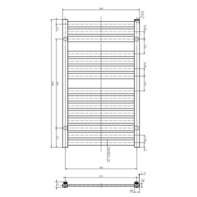 Camden Anthracite Heated Towel Rail - 1000x600mm