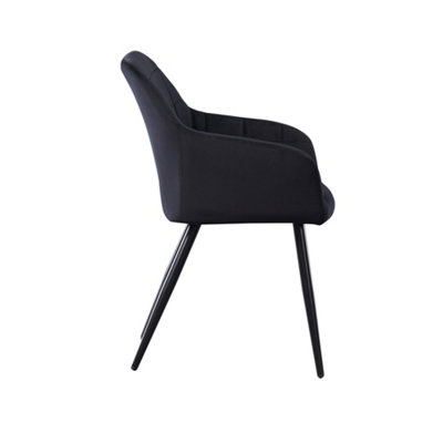 Camden Cosmo Black LUX Dining Set with 4 Black Velvet Chairs