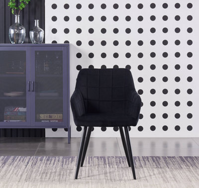 Camden Cosmo Black LUX Dining Set with 4 Black Velvet Chairs