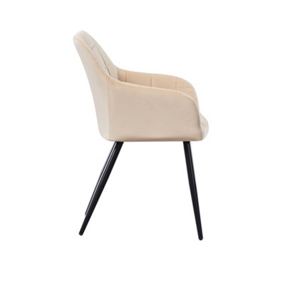 Camden Cosmo Black LUX Dining Set with 6 Cream Velvet Chairs