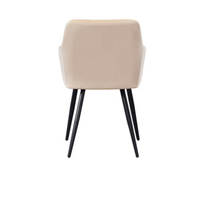 Camden Cosmo Black LUX Dining Set with 6 Cream Velvet Chairs