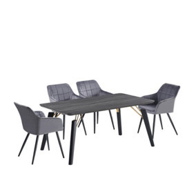 Camden Cosmo LUX Dining Set, a Table and Chairs Set of 4, Black/Dark Grey