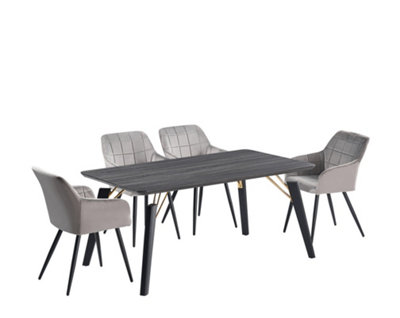 Camden Cosmo LUX Dining Set, a Table and Chairs Set of 4, Black/Light Grey