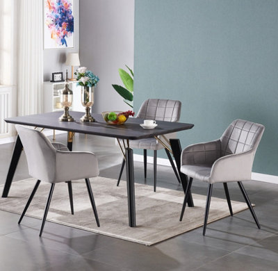 Camden Cosmo LUX Dining Set, a Table and Chairs Set of 4, Black/Light Grey