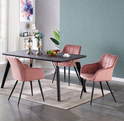 Camden Cosmo LUX Dining Set, a Table and Chairs Set of 4, Black/Pink