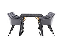 Camden Cosmo LUX Dining Set, a Table and Chairs Set of 6, Black/Dark Grey