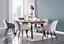 Camden Cosmo LUX Dining Set, a Table and Chairs Set of 6, Walnut/Light Grey