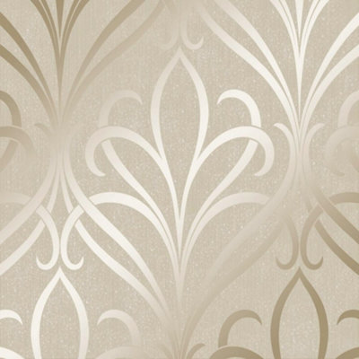 Camden Damask Wallpaper In Cream And Gold