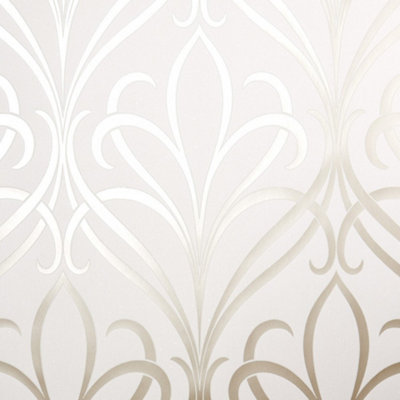 Camden Damask Wallpaper In Neutral And Gold DIY at B&Q