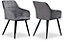 Camden Modern Velvet Upholstered Dining Chair for Kitchen Dining Room Living Room Lounge, Metal Legs, Set of 2, Dark Grey