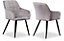 Camden Modern Velvet Upholstered Dining Chair for Kitchen Dining Room Living Room Lounge, Metal Legs, Set of 2, Light Grey