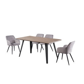Camden Rocco LUX Dining Set, a Table and Chairs Set of 4, Walnut/Light Grey