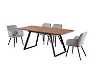Camden Toga LUX Dining Set, a Table and Chairs Set of 4, Oak/Light Grey