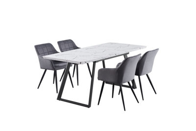 Camden Toga LUX Dining Set, a Table and Chairs Set of 4, White/Dark Grey