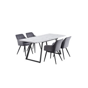 Camden Toga LUX Dining Set, a Table and Chairs Set of 4, White/Dark Grey