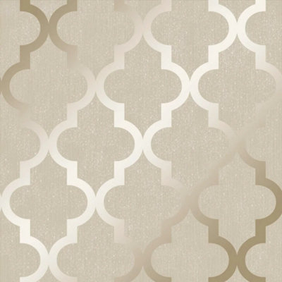 Camden Trellis Wallpaper in Cream and Gold