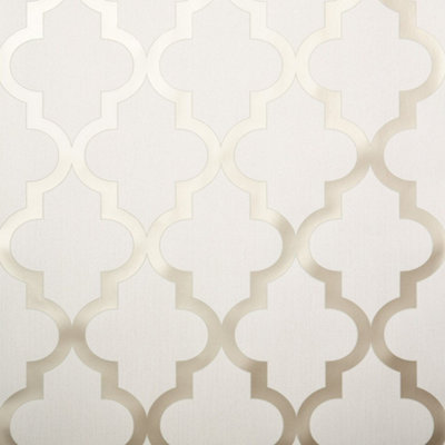 Camden Trellis Wallpaper In Neutral And Gold