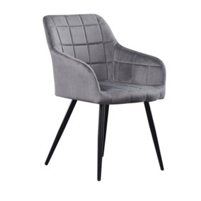 Camden Velvet Dining Chair single, Dark Grey