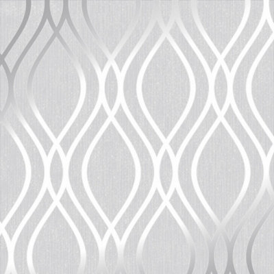 Camden Wave Wallpaper In Soft Grey And Silver