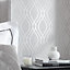 Camden Wave Wallpaper In Soft Grey And Silver