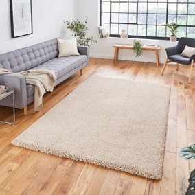 Camel Plain Shaggy Modern Easy to Clean Rug for Living Room Bedroom and Dining Room-160cm X 220cm