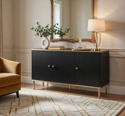Camelia Black And Gold Large 3 Door Elegant Sideboard
