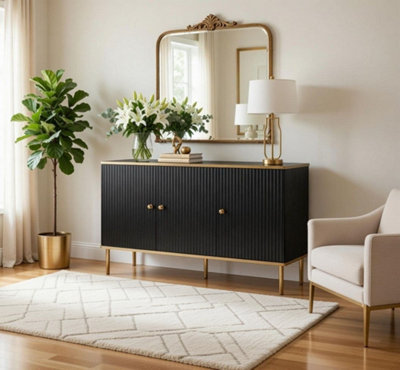 Camelia Black And Gold Large 3 Door Elegant Sideboard