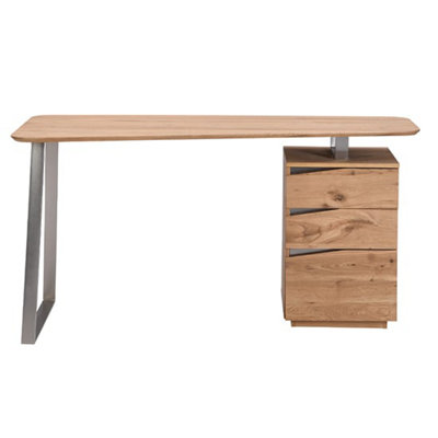 Camelia Wooden Computer Desk With 3 Drawers In Knotty Oak