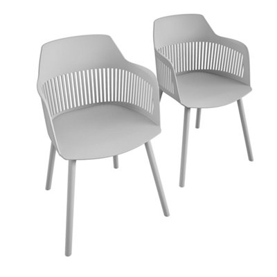 Camelo Resin Chairs with Open Back in Light Grey - 2 Pieces