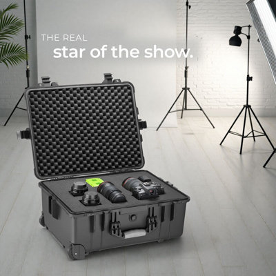 Camera Case - hard shell, foam inserts, waterproof, telescopic