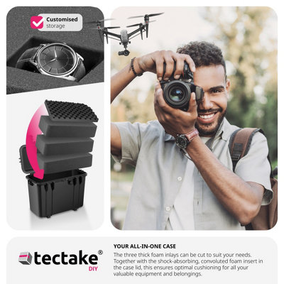 Camera Case hard shell, thick foam inserts, waterproof 41 x 22 x