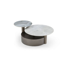 Camila Twin Countertop Coffee Table with Metal Base - L90 x W41 x H50 cm