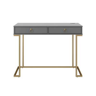 Camila Writing Desk Graphite Grey / Golden