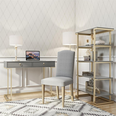 Camila Writing Desk Graphite Grey / Golden