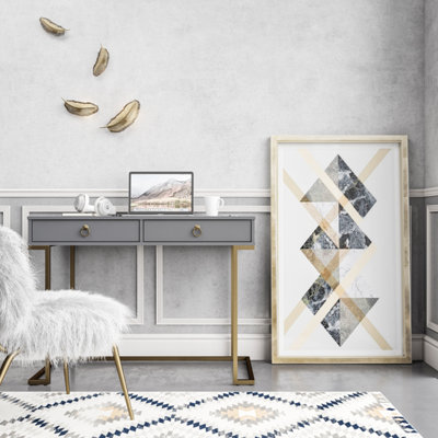 Camila Writing Desk Graphite Grey / Golden